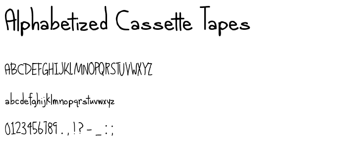 alphabetized cassette tapes font